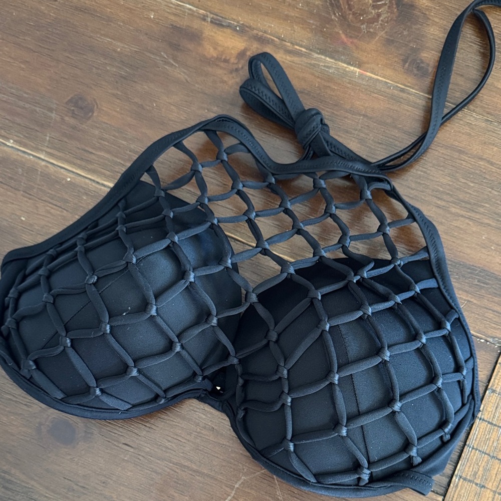 Shade & Shore Black Mesh Bikini Top